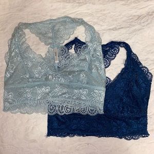 2 Blue Lace Bralettes